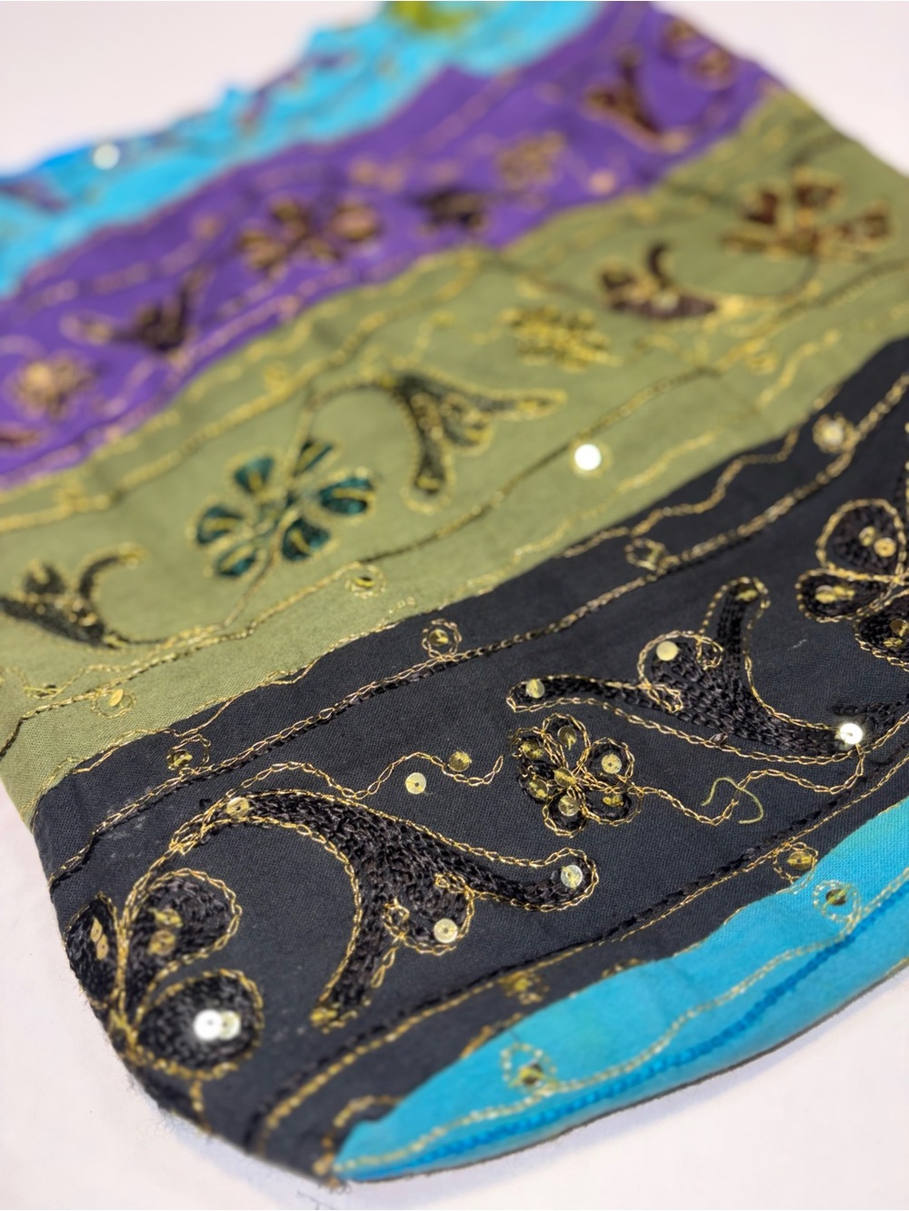 colorful embroidered and sequined hobo-style shoulder bag - Picture 2 of 10